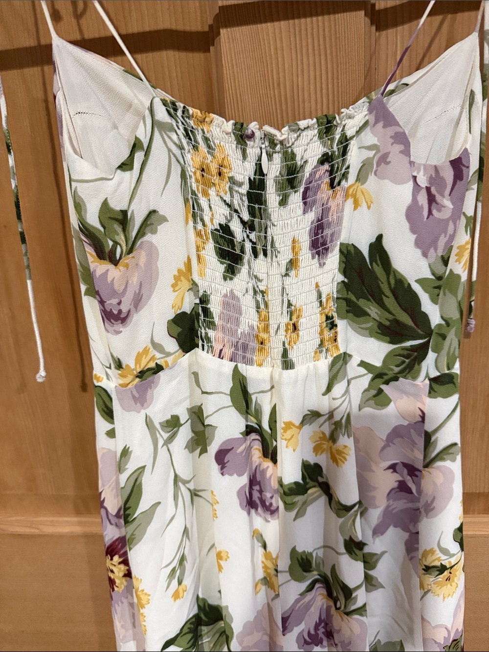 Reformation White Slip Dress with Lavender and Green Floral Print, size 4 - Picture 5 of 6
